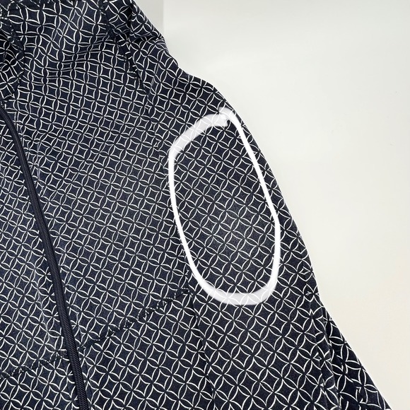 T by Talbots Womens Navy Geometric Full Zip Track Jacket Mock Neck VN5107 Size M - Picture 8 of 13